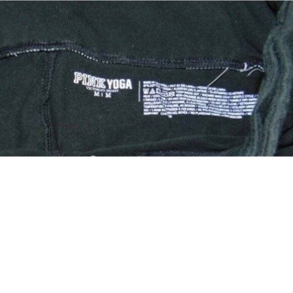 Womens Victorias Secret PINK Yoga Medium Crop Pants Black Elastic Waist - Picture 3 of 5